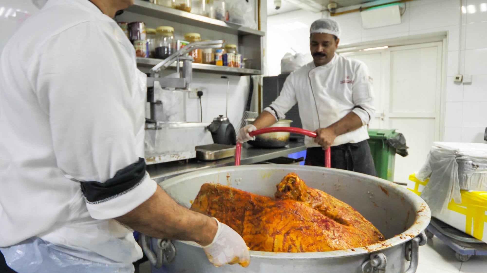 The camel covered in masala